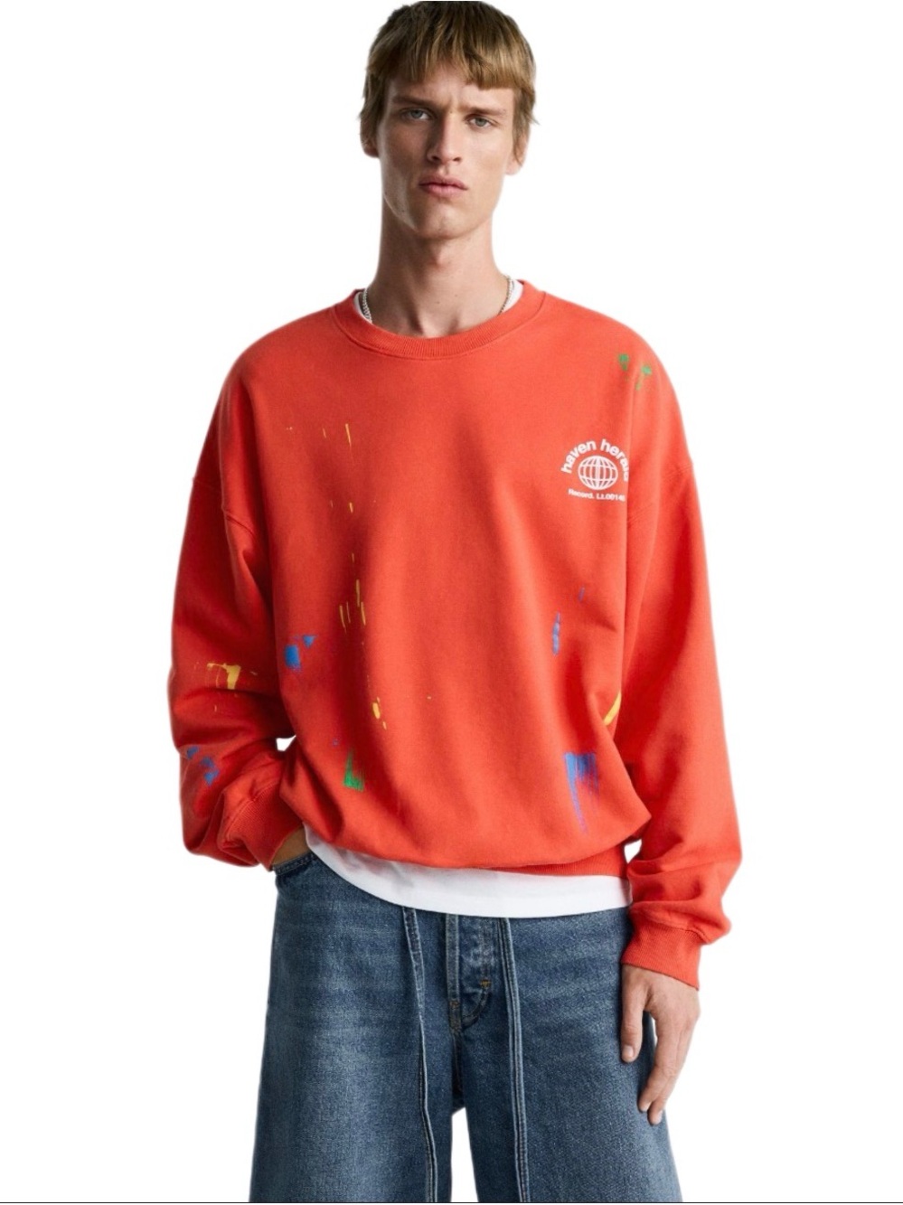 ZARA Men’s Haven Herald Splatter Crew Sweatshirt - Size: Medium